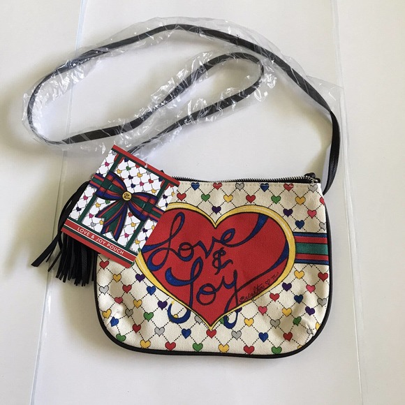 Brighton Handbags - $80 NWT Brighton Love & Joy Holiday Crossbody Canvas Pouch Leather Tassel